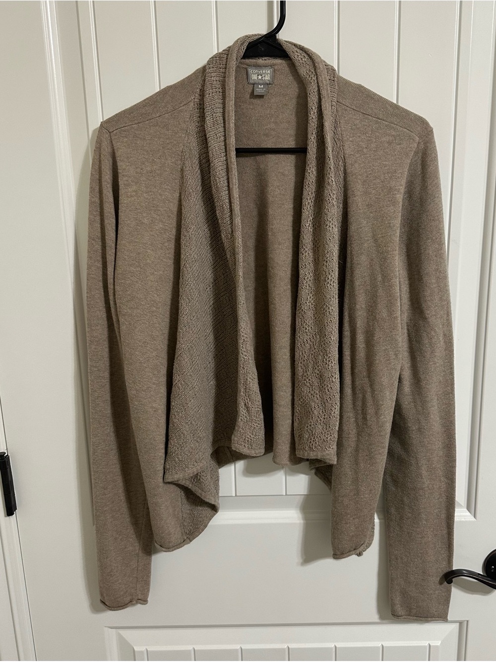 Converse One Star Women’s Open Cardigan Taupe Medium M Sweater